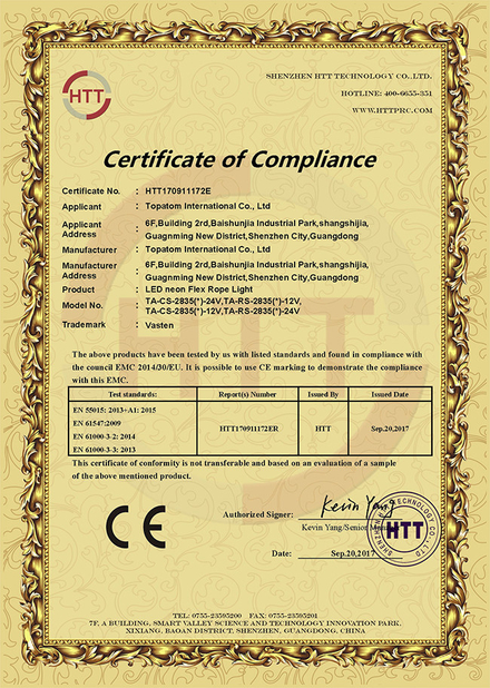 China Shenzhen Vasten lighting Co.,ltd certificaciones