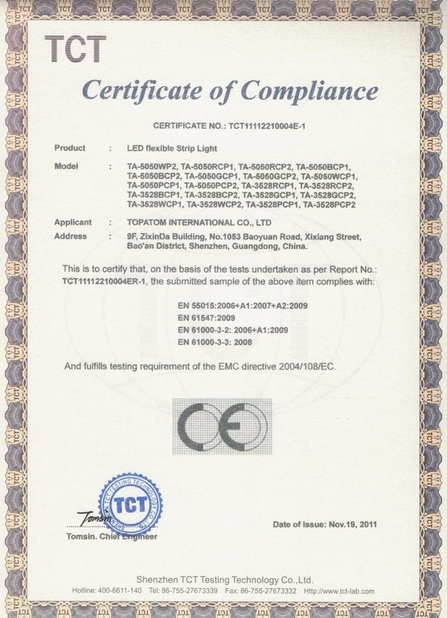 China Shenzhen Vasten lighting Co.,ltd certificaciones